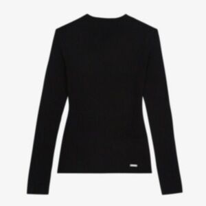 THE KOOPLES Black Wool Cashmere Ribbed Crewneck Sweater Size S Long Sleeve